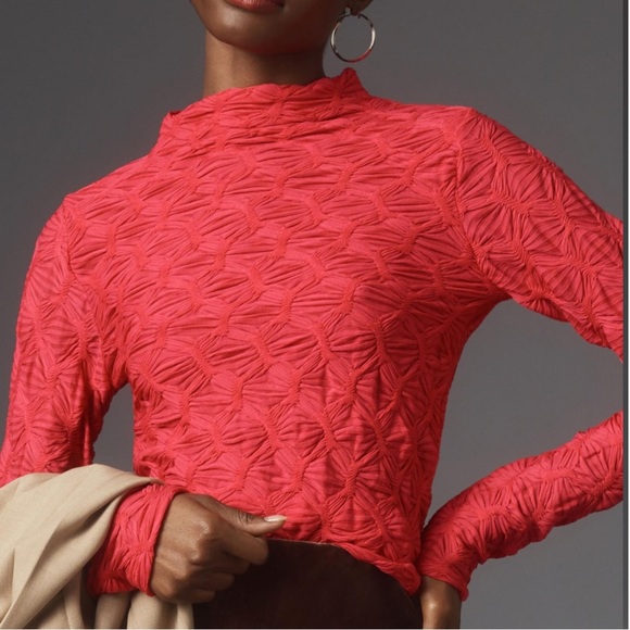 Anthropologie Maeve Long Sleeve Mock Textured Top Shirt Size L - Picture 2 of 10